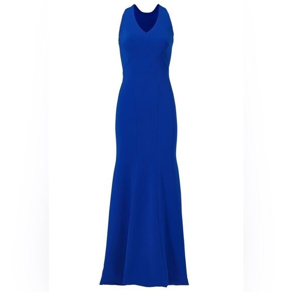Theia Cobalt Smooth Mermaid Gown - Picture 5 of 14
